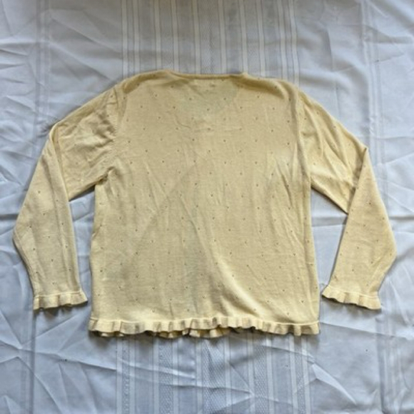 Croft & Barrow Cottagecore Ruffle Cardigan Large Soft Yellow Boho Cozy Knit - Picture 4 of 11